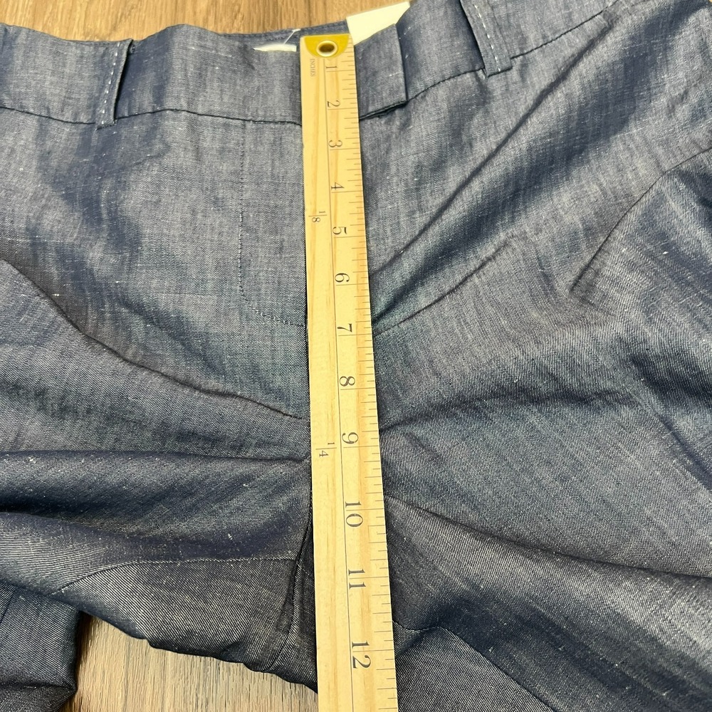 NWT Loft Petites Wide Leg 10P Blue Cotton Ramie Blend Chambray-Like Pants - Picture 5 of 11